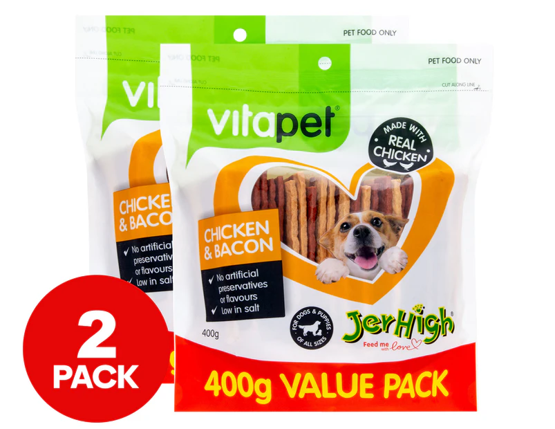 2 x Vitapet Jerhigh Value Pack Chicken & Bacon 400g