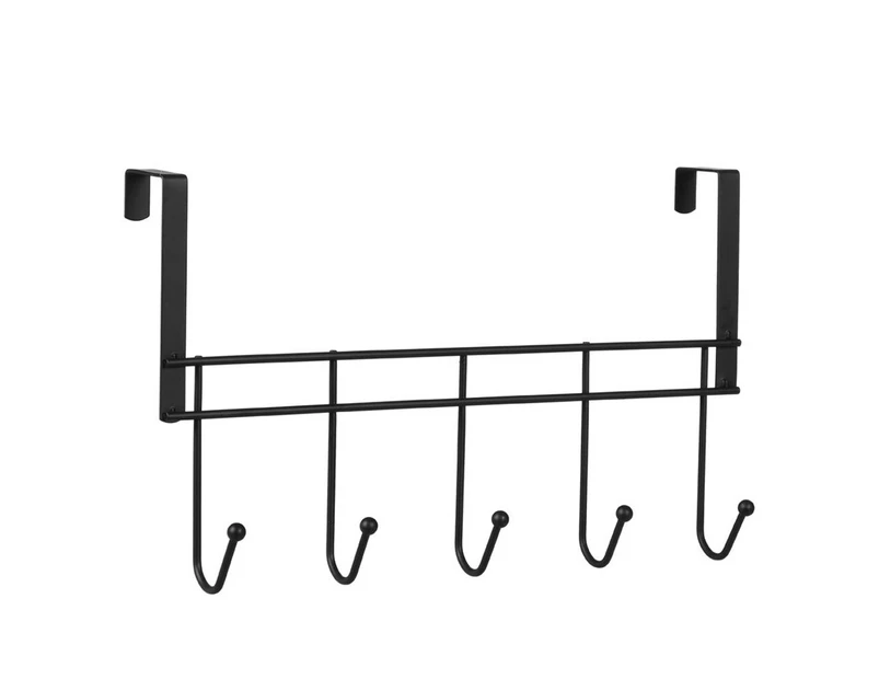 Box Sweden 38cm Wire Over Door 5-Hooks Hanger/Organiser/Holder/Storage Black