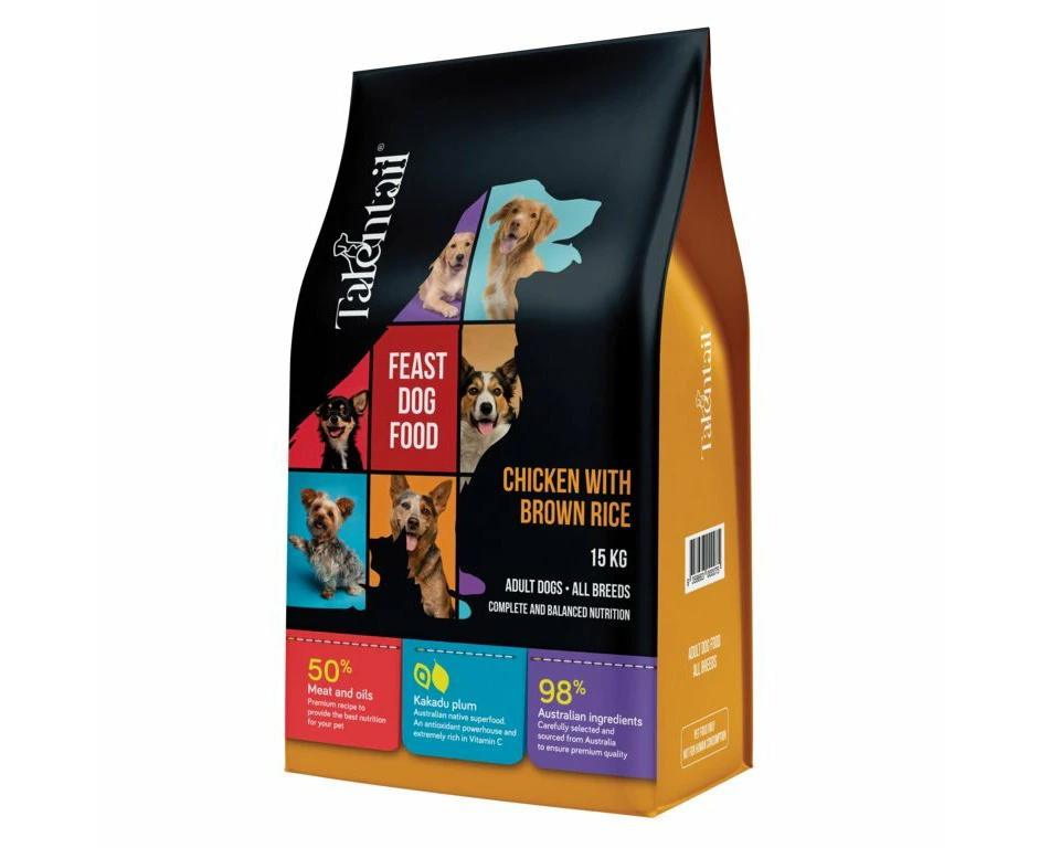 Talentail Premium 15kg Chicken w/ Brown Rice Kibble Food/Treat For Adult Pet Dog