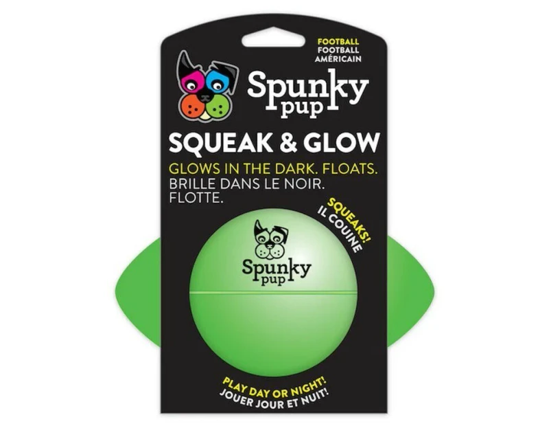 Spunky Pup Squeak & Glow Dog Toy Football 14cm
