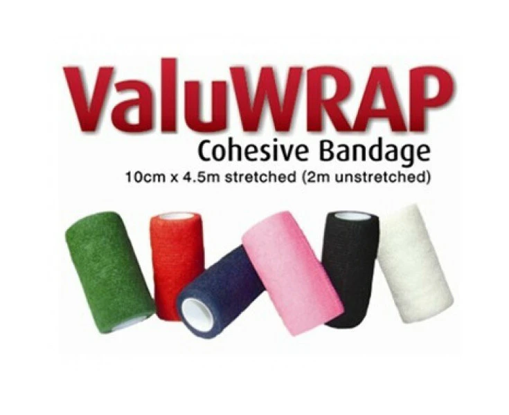 Valuwrap Cohesive Bandage Conforming Adhesive 10cm Black