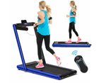 Costway 2-IN-1 Electric Desk Treadmill 1-15kmh/APP/Dual LED Display, Running Walking Pad Home Gym 120kg Capacity, Blue