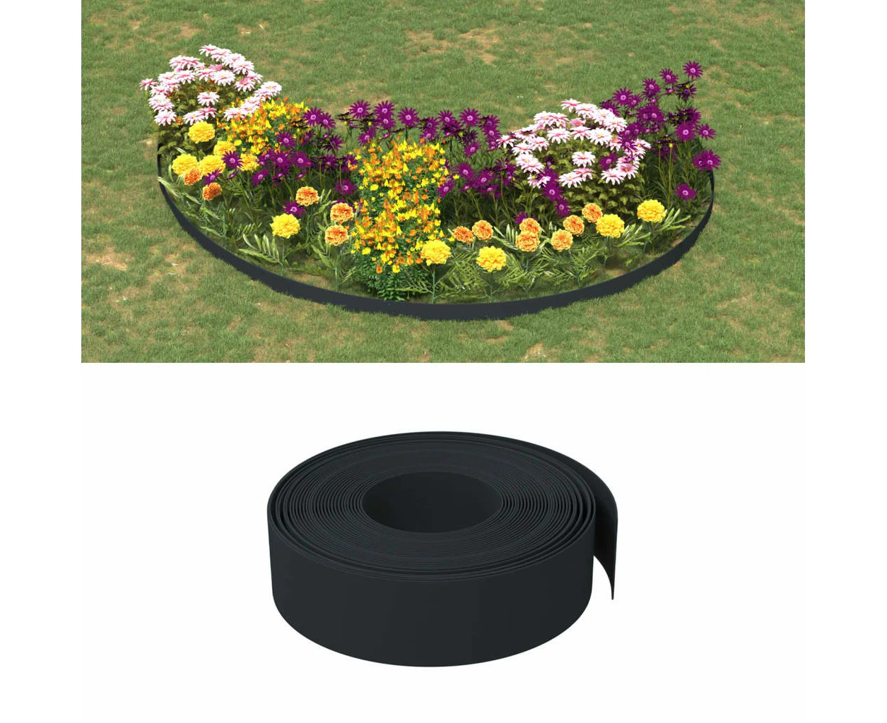 vidaXL Garden Edgings 2 pcs Black 10 m 15 cm Polyethylene