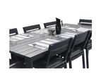 Outdoor Capri 8 Seater Outdoor Aluminium Dining Setting With Santorini Chairs In Charcoal - Charcoal with Denim - Outdoor Aluminium Dining Settings