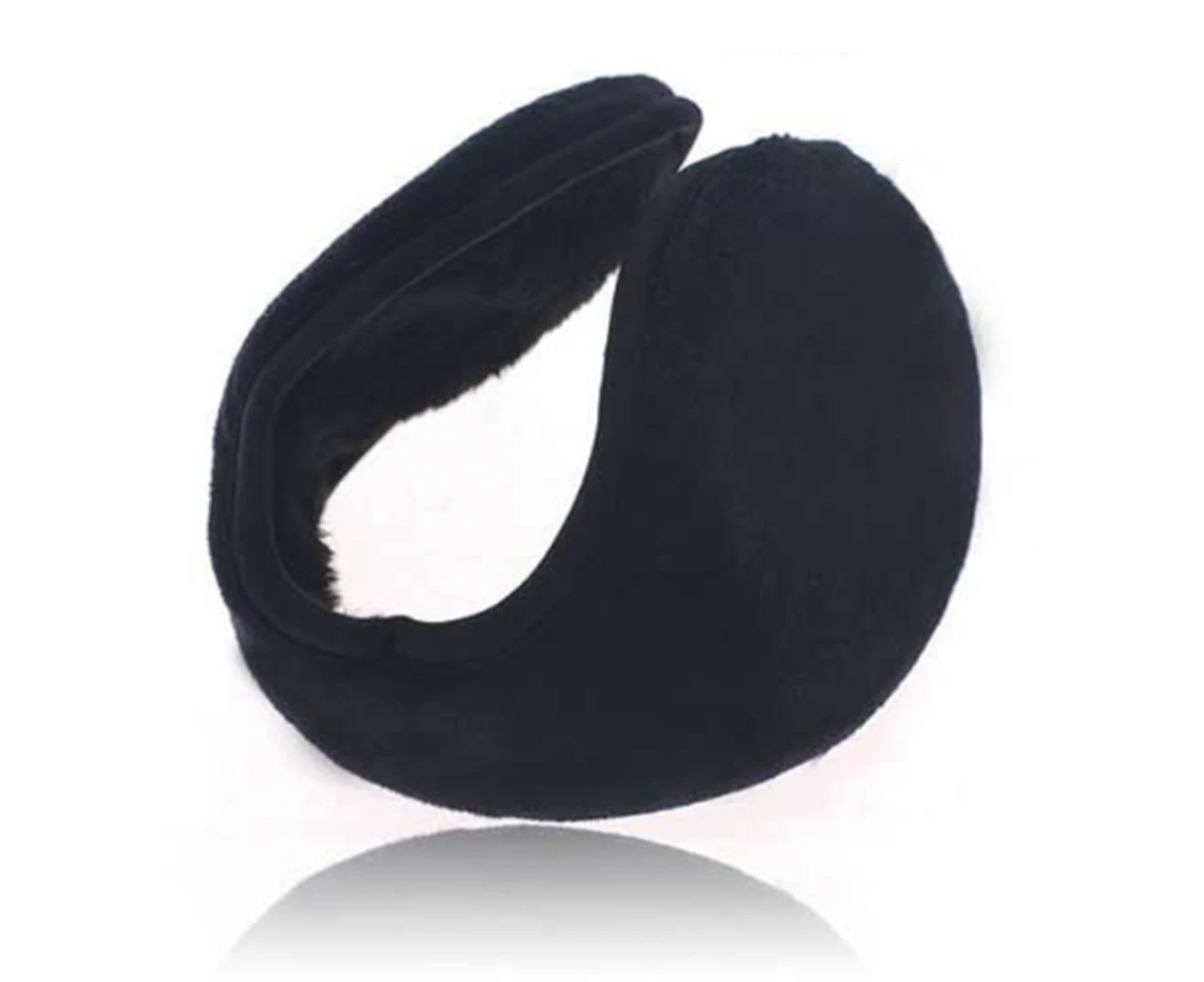 Winter Ear Muffs For Men & Women - Foldable Fleece Ear Warmers - Pefer For Outdoor Skiing -Black