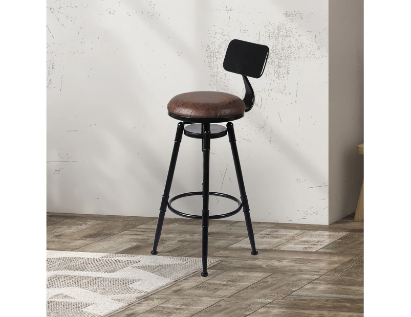 Levede 1x Industrial Bar Stools Kitchen Stool PU Leather Barstools Swivel Chair