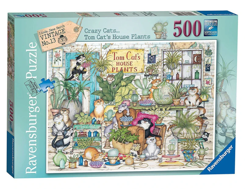 Ravensburger - Crazy Cats Tom Cat's House Plants Puzzle 500pc