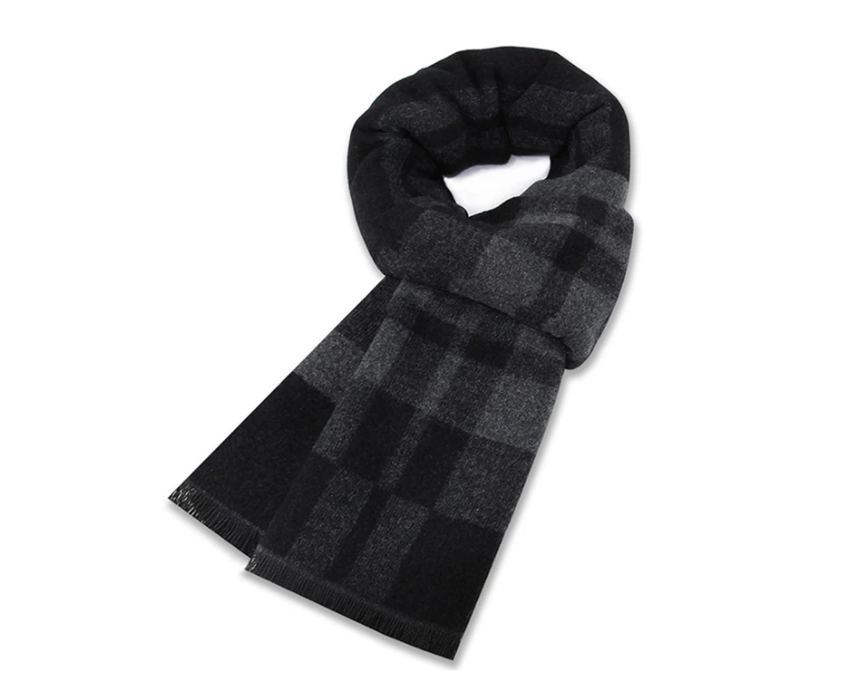 Men'S Winter Warm Cashmere Scarf Plaid Tassel Men'S Scarf Soft Long Cotton Scarf-3