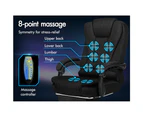 ALFORDSON Massage Office Chair Fabric Heated Seat Executive Gaming Racer Black