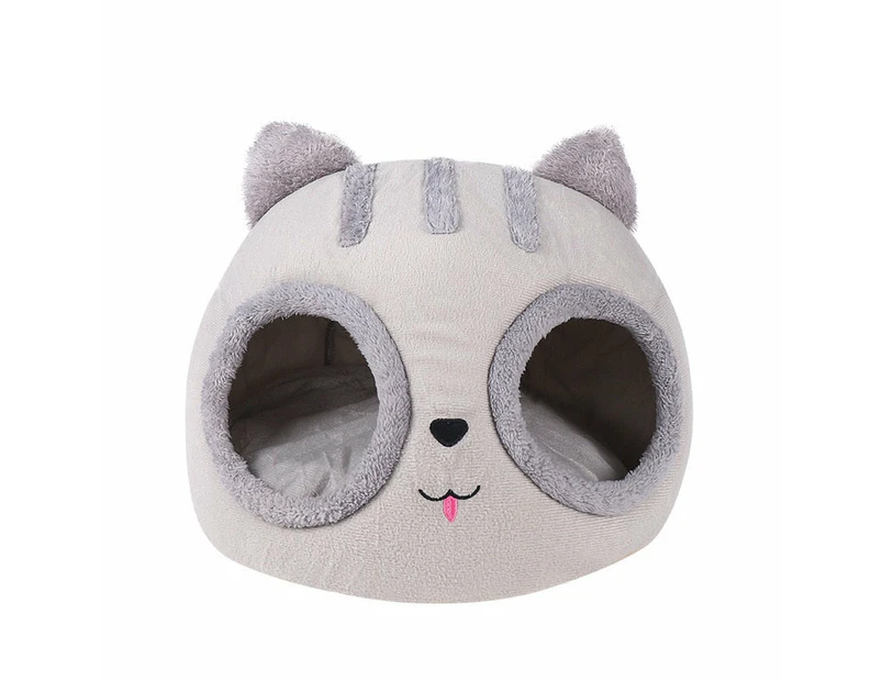 Funny Cat Head Pet Bed - Grey