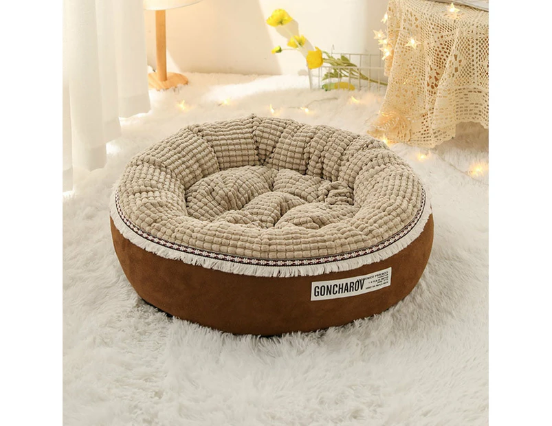 Cozy Round Winter Pet Bed - Coffee
