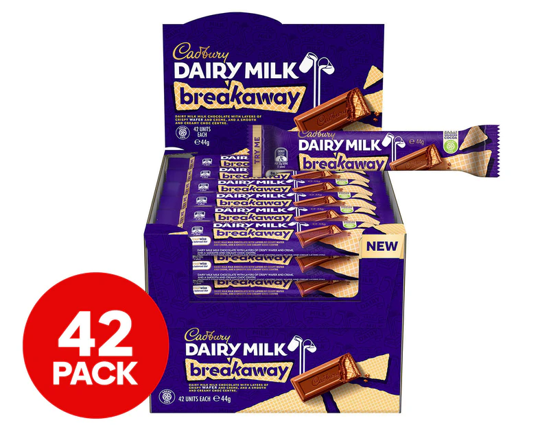 42 x Cadbury Breakaway Chocolate Bars 44g
