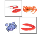 1 Set 4pcs Crab Eatting Kit Multifunctional Crab Pliers Crab Fork Crab Gadget for Home (Red + Silver)