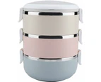 Stackable Stainless Steel Insulated Lunch/Snack Box, 3 Layer Insulated Bento/Food Container, Portable Cutlery Set,3-Lagig, 2100 Ml