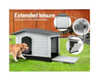 Outdoor Dog House, Waterproof Plastic Kennel Large, Grey