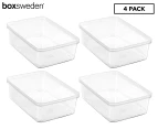 4 x Boxsweden 19x13.5cm Crystal Sort Container - Clear