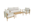 Allora 2.5+1+1 Timber and rope Lounge Setting with Coffee Table - Outdoor Wicker Lounges -