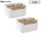 2 x Boxsweden Bano 5-Section Organiser w/ Bamboo Inserts - White/Natural