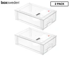 2 x Boxsweden 32x21cm Crystal Stackable Organiser Drawer - Clear