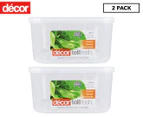 2 x Decor 4L Tellfresh Oblong Storer Container - Clear