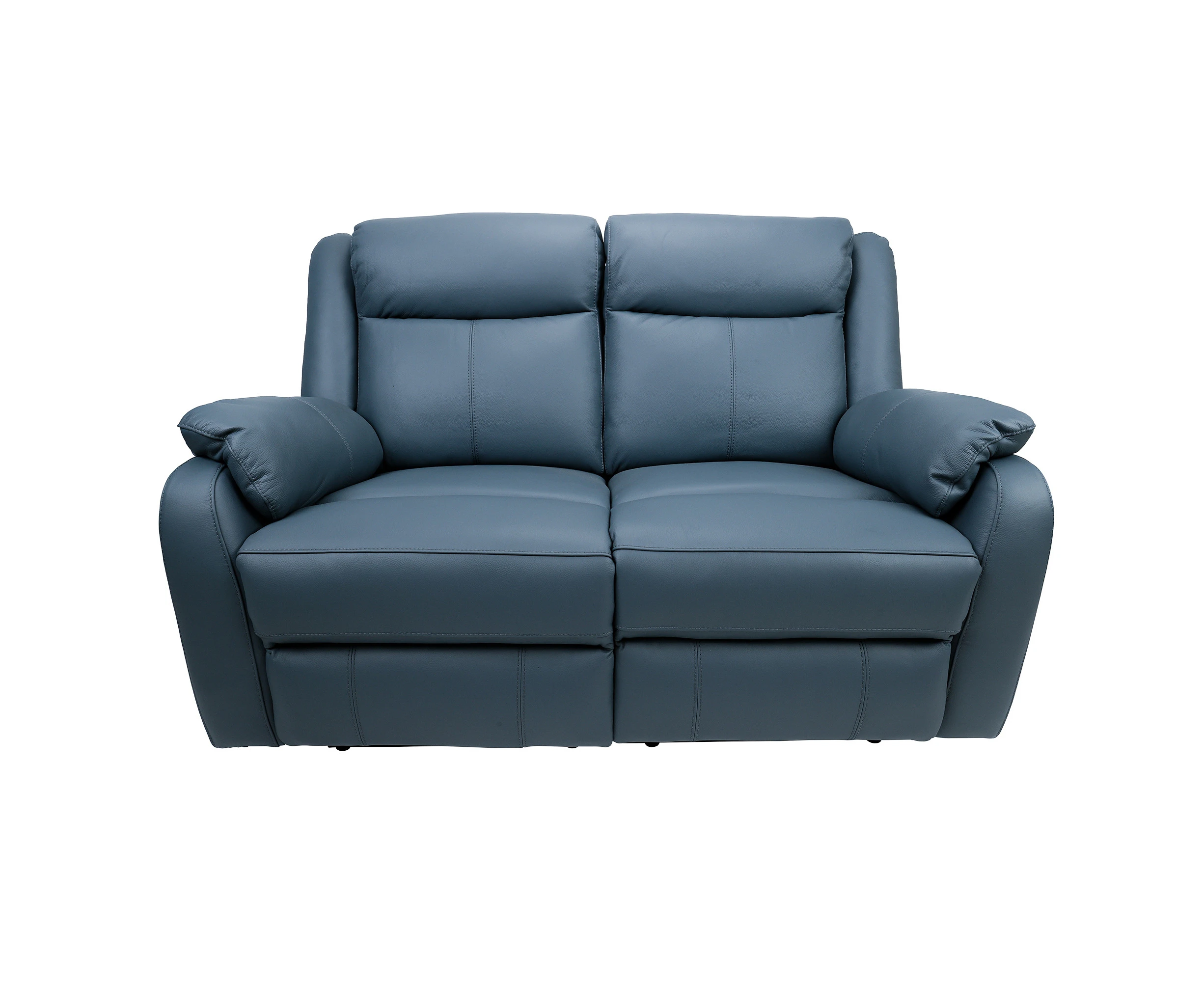 Bella 2 Seater Electric Recliner Genuine Leather Upholstered Lounge - Blue