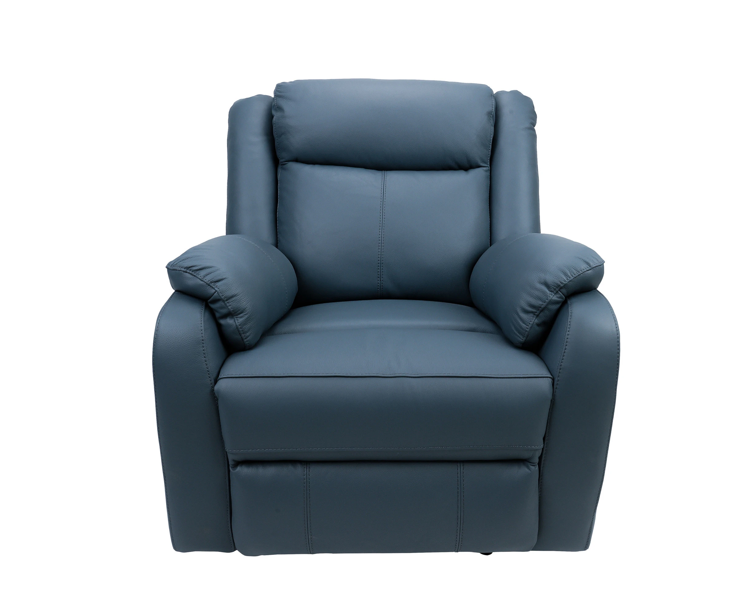 Bella 1 Seater Electric Recliner Genuine Leather Upholstered Lounge - Blue