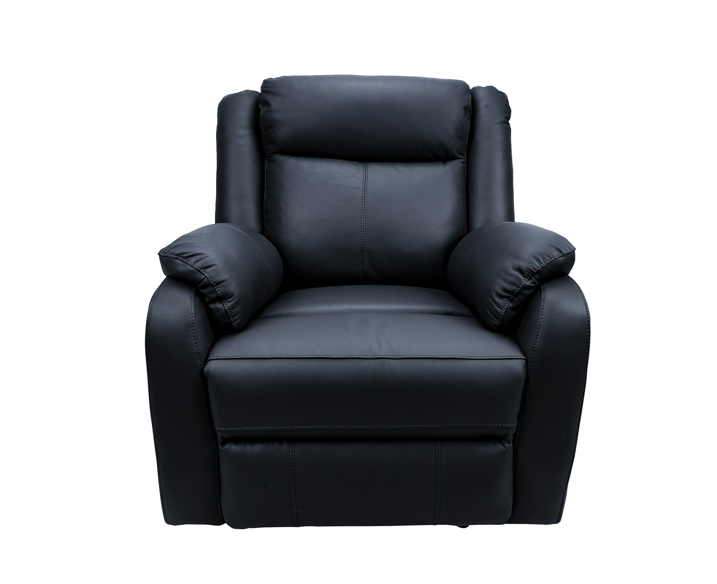 Bella 1 Seater Electric Recliner Genuine Leather Upholstered Lounge - Black