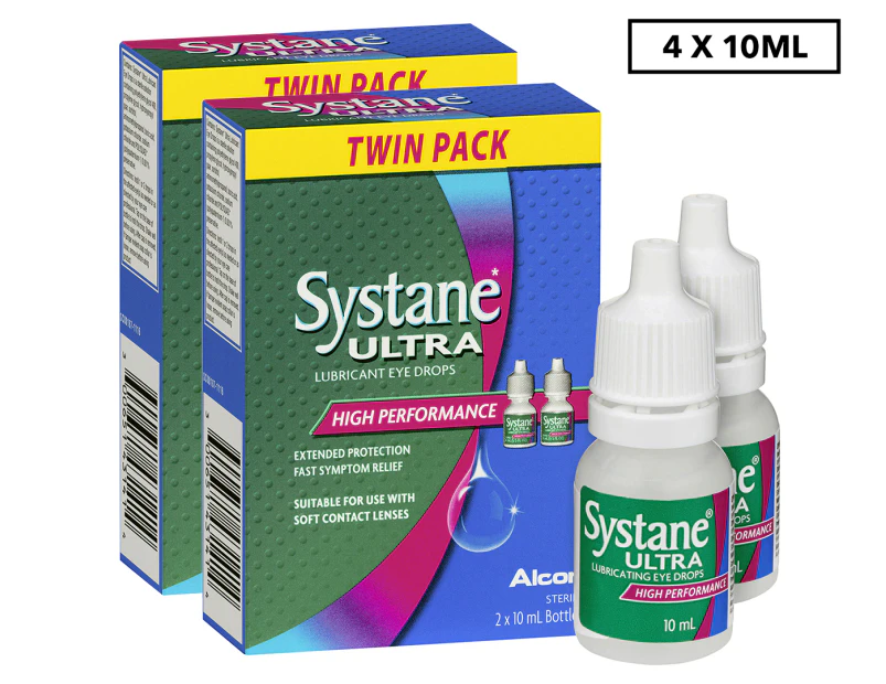 2 x Systane Ultra Lubricant Eye Drops Twin Pack 10mL