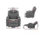 Artiss Recliner Chair Lift Assist Heated Massage Chair Velvet Milio