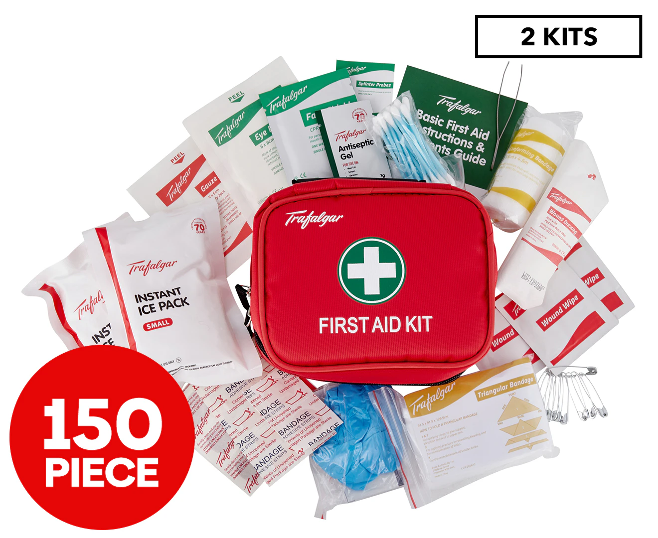 2 x Trafalgar 75-Piece Travel First Aid Kit + Instant Ice Pack