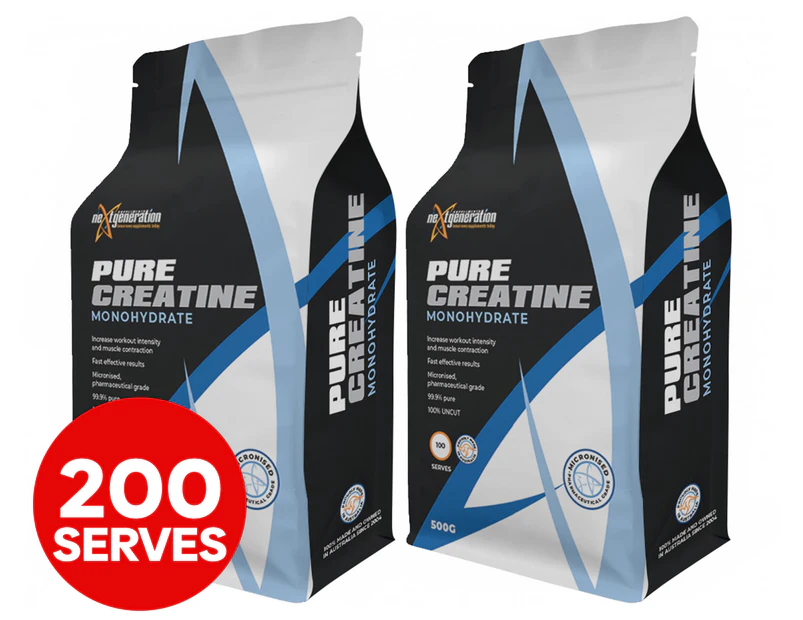 2 x Next Generation Pure Creatine Monohydrate 500g / 100 Serves