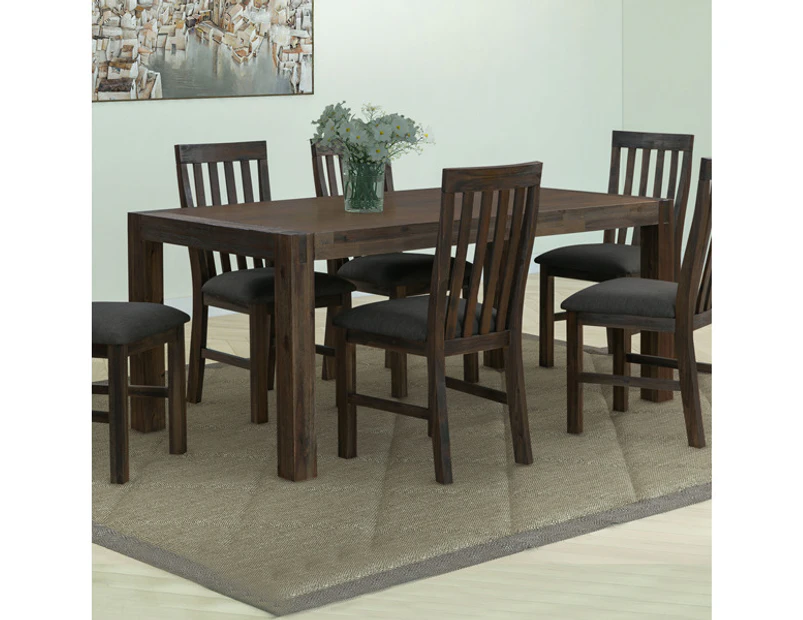 1X Dining Table 180cm Medium Size with Solid Acacia Wooden Base in Chocolate Colour