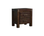 Bedside Table 2 drawers Side Table Night Stand Solid Wood Acacia Storage in Chocolate Colour