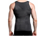 Men's Slimming Shapewear Vest Abdomen Body Shaper Compression Shirts for Men-Grey