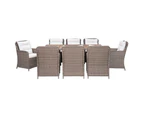 vidaXL 9 Piece Outdoor Dining Set with Cushions Poly Rattan Brown