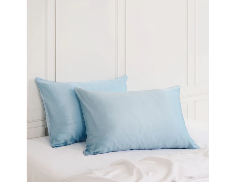 Royal Comfort Mulberry Soft Silk Hypoallergenic Pillowcase Twin Pack || Colour: Soft Blue || Size: Standard