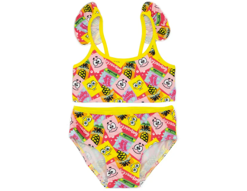 SpongeBob SquarePants Girls Faces Bikini (Yellow/Pink) - NS7133