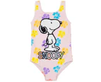 Snoopy Childrens/Kids One Piece Swimsuit (Pink/White/Yellow) - NS6945