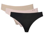 Under Armour Women's UA Pure Stretch Thong 3-Pack - Black/Beige/Graphite