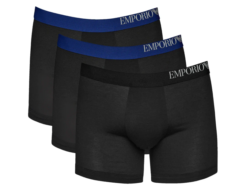 Emporio Armani Men's Soft Touch Eco Fibre Boxer Briefs 3-Pack - Black