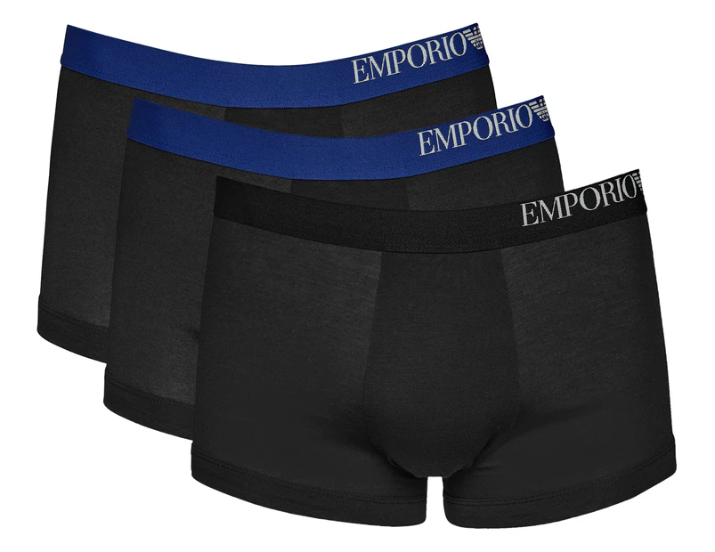 Emporio Armani Men's Soft Touch Eco Fibre Trunks 3-Pack - Black