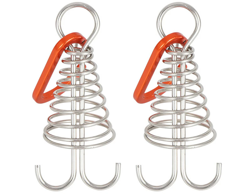 2pcs Stainless Steel Octopus Deck Peg Spiral Shaped Rope Buckle Camping Tools