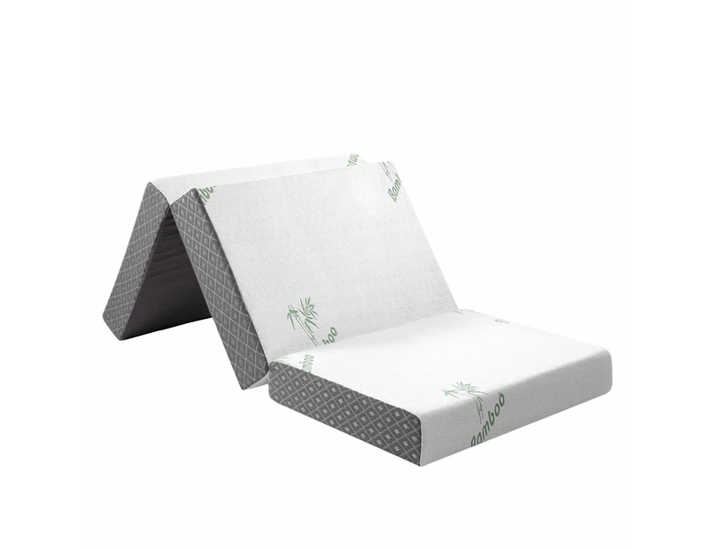 Folding Mattress Foam Trifold Sofa Bed Floor Portable Sleeping Mat Camp Guest Cushion Extra Thick Washable Bamboo Cover