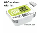 60x Small Foil food Container Tray & Lid Roasting BBQ Takeaway Oven Trays
