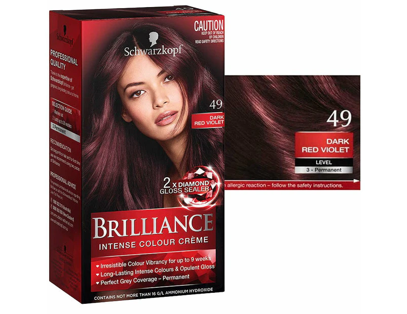 Schwarzkopf Brilliance Intense Colour Creme Hair Colour - 49 Dark Red Violet