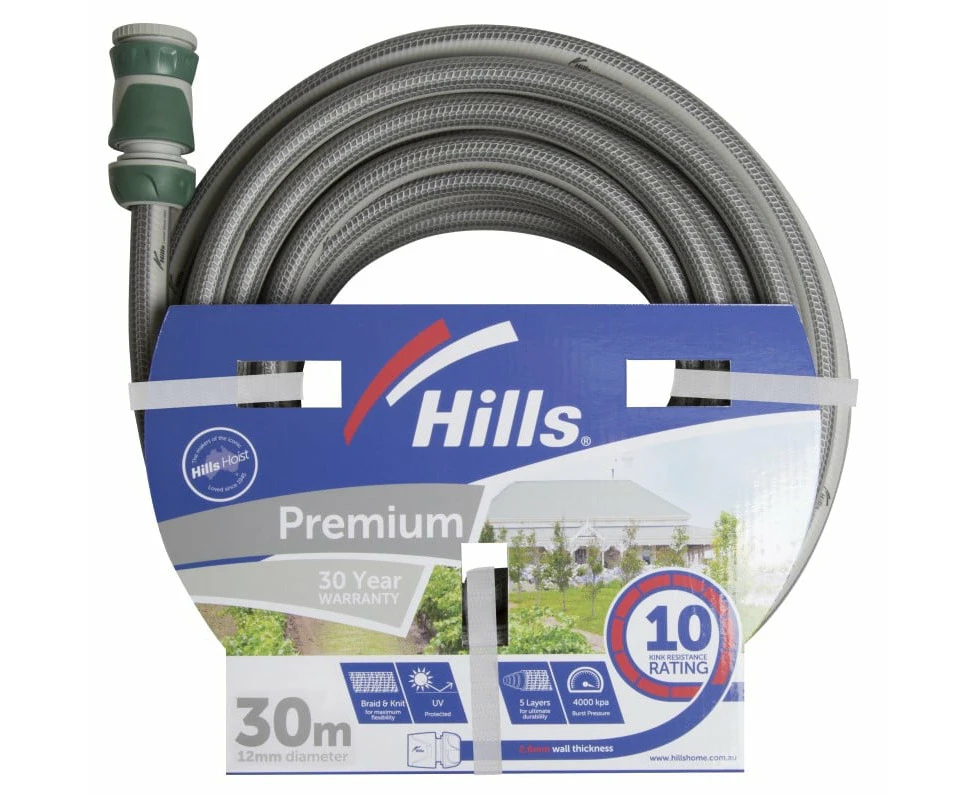 Hills Premium 12mm Knitted Garden Hose 30M fitted - 100749