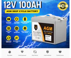 Mobi 100Ah Deep Cycle Battery 12V AGM Marine Sealed Solar Power Portable 4WD