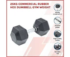25KG Commercial Rubber Hex Dumbbell Gym Weight