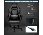 Giantex 150kg Gaming Office Chair w/Vibration Massage Backrest & Footrest High Back Ergonomic Premium Executive Recliner Home Office Black