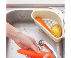 Kitchen Sink Suction Cup Sponge Holder Draining Shelf Organisation - Beige